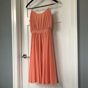 Paper crown flowy peach dress